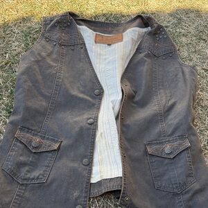 Women's Dark Brown Casual Denim Vest